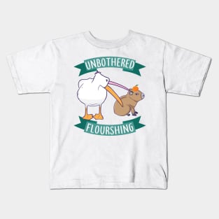 Unbothered Flourishing Capybara Pelican Funny Meme Cute Meme Kids T-Shirt